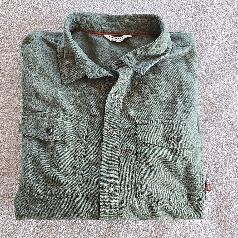 Simms Olive Green Casual Button Down Shirt